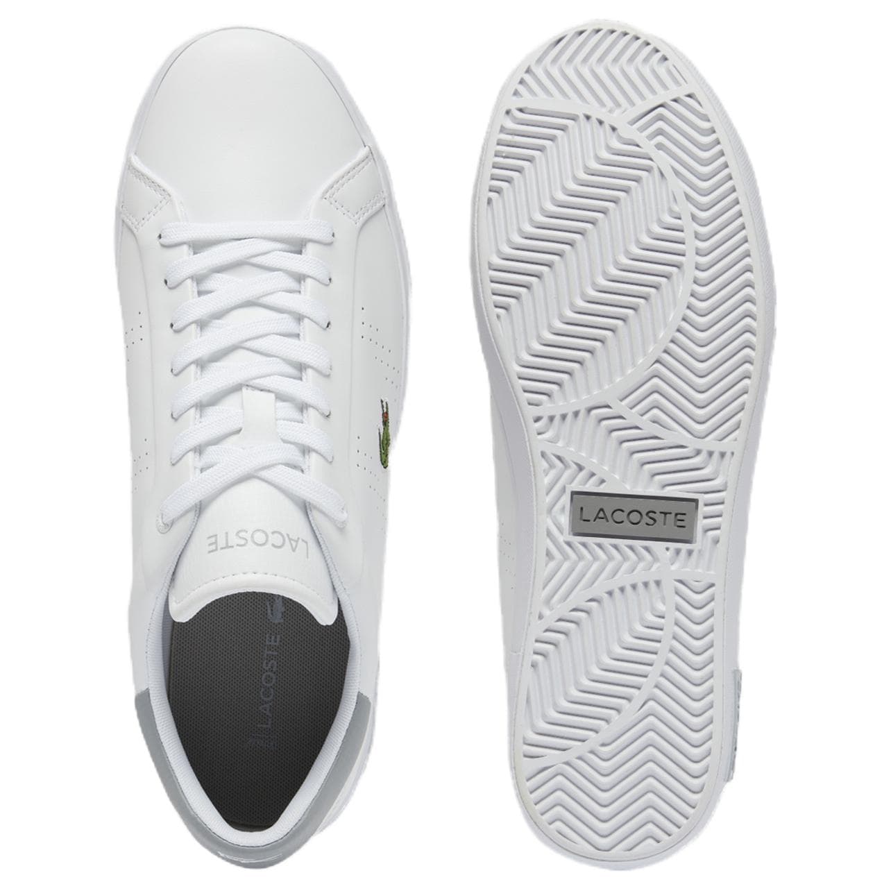 Кроссовки LACOSTE Powercourt 2,0 Кожа Низкий Топ Скейтборд Обувь Мужская Белый Серый - изображение 5