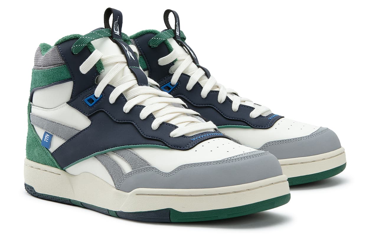 Ретро баскетбольные кроссовки Nautica x Reebok BB 4000 II MID White Green - изображение 2