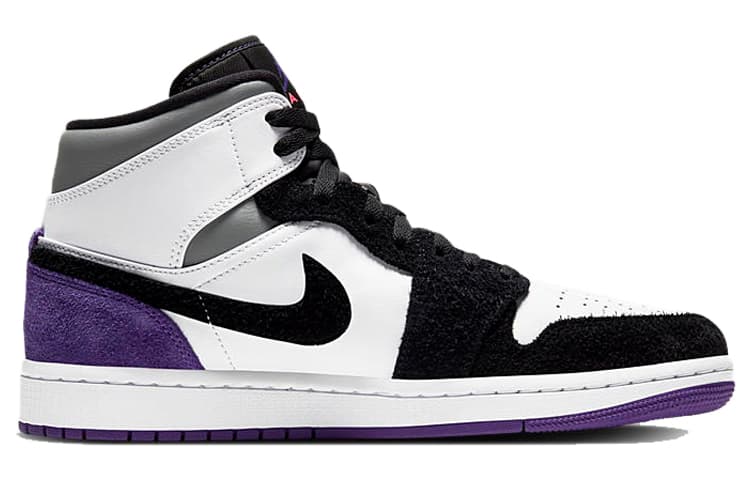Ретро баскетбольные кроссовки Jordan Air Jordan 1 Mid SE Black White Purple - изображение 2