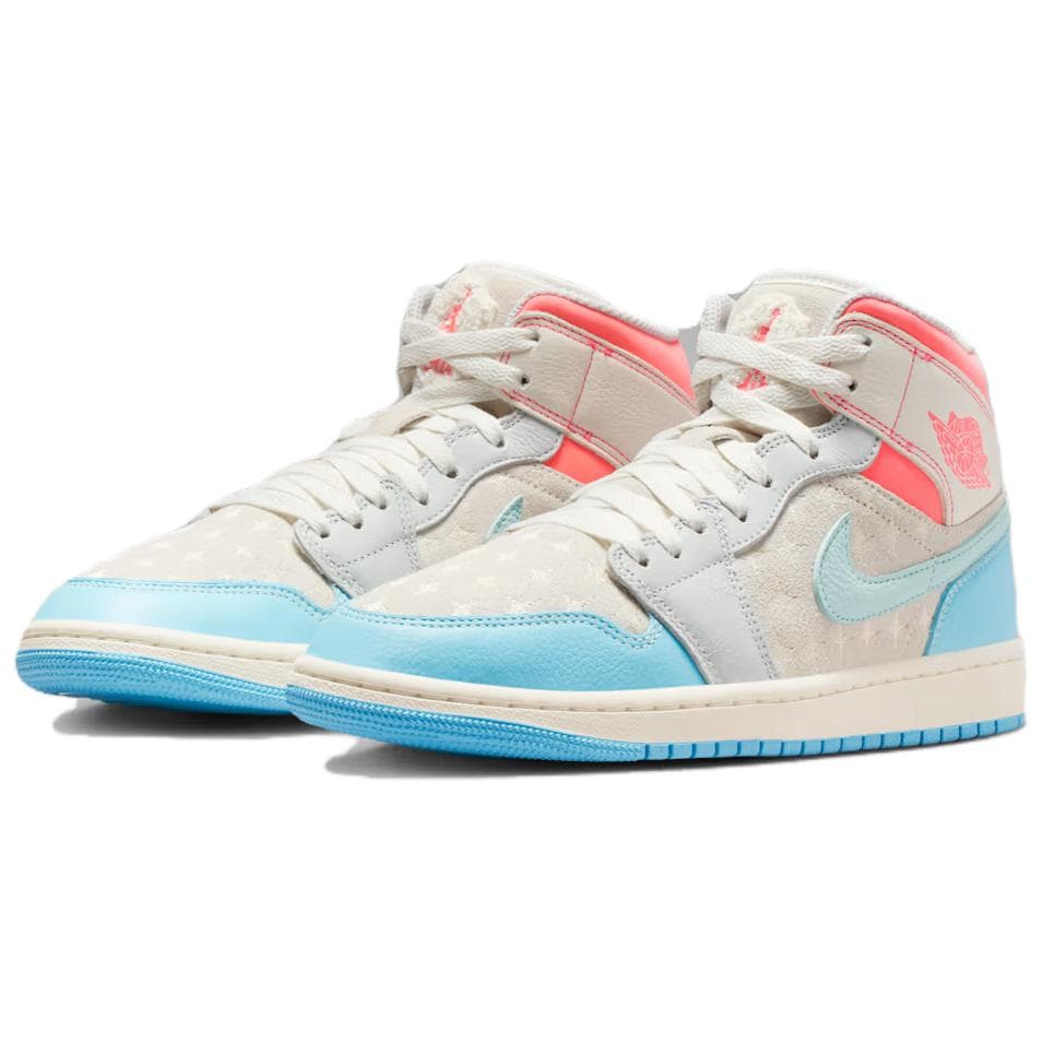 Ретро баскетбольные кроссовки Jordan Air Jordan 1 Support MID Vintage Баскетбольные Кроссовки Женские Белые Синие - изображение 3
