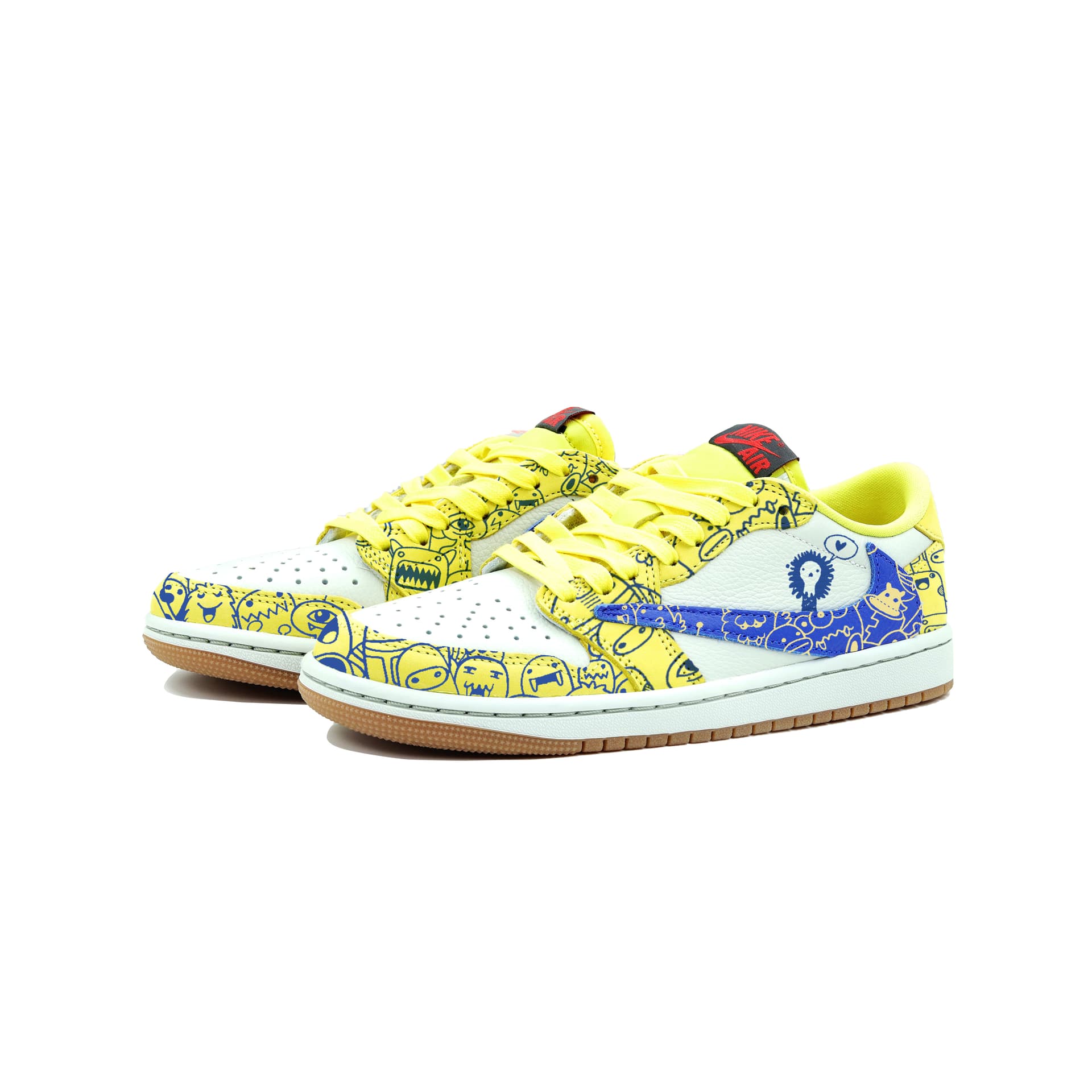 Ретро баскетбольные кроссовки Travis Scott x Air Jordan 1 Low OG "Canary Yellow" - изображение 3