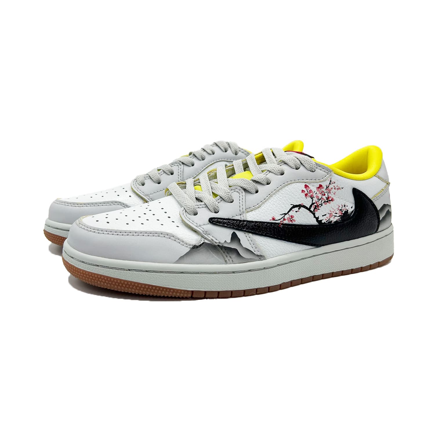 Ретро баскетбольные кроссовки Travis Scott x Jordan Air Jordan 1 Low Gray — фото 3