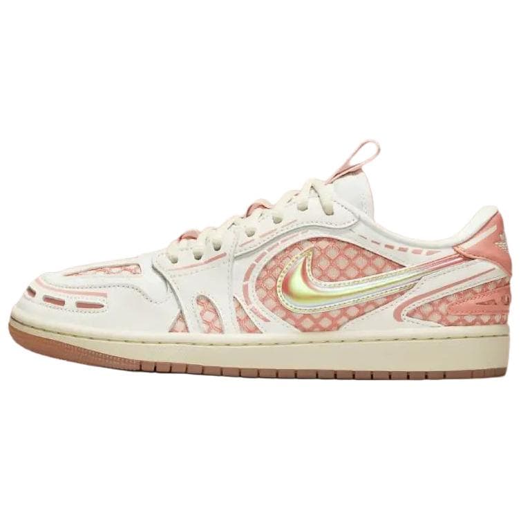 Ретро баскетбольные кроссовки Jordan Air Jordan 1 Износостойкие Низкие Ретро-баскетбольные кроссовки Женские Розовые Белые - изображение 1