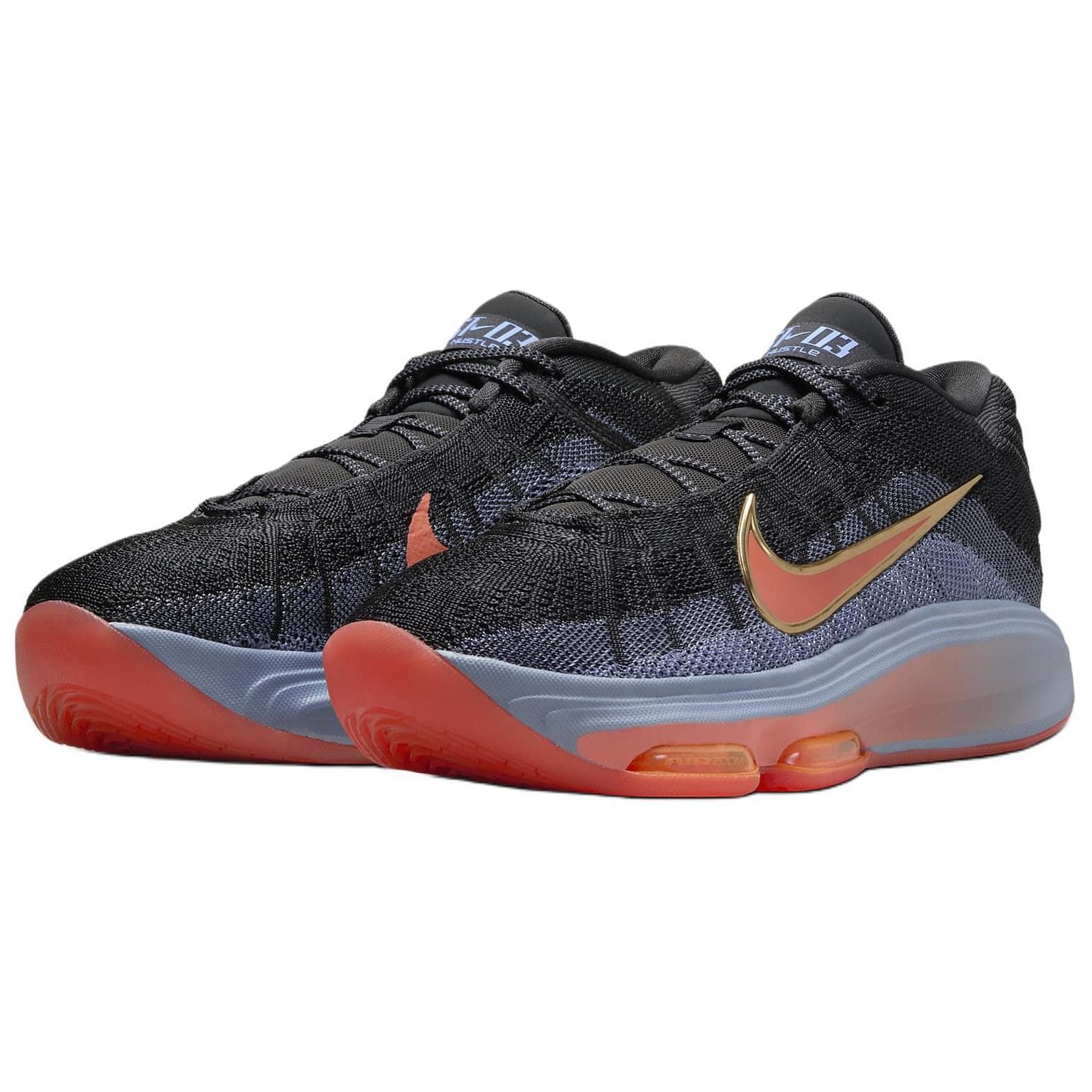 Кроссовки для баскетбола Nike GT Hustle 3 Противоскользящие Устойчивые к истиранию Низкие Баскетбольные Кроссовки Унисекс Черные Серые - изображение 3
