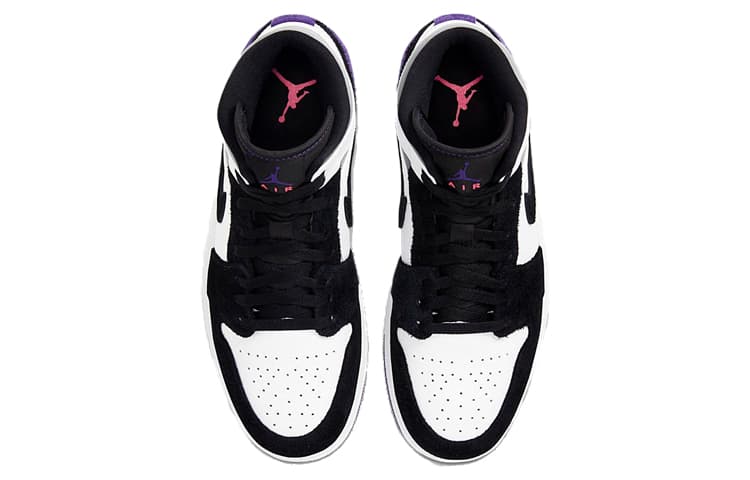 Ретро баскетбольные кроссовки Jordan Air Jordan 1 Mid SE Black White Purple - изображение 4