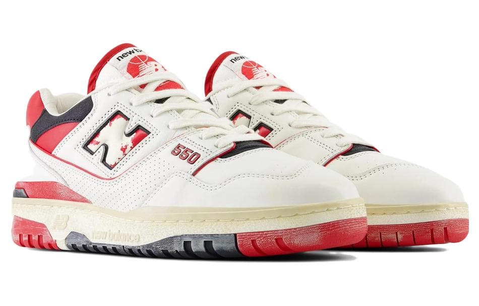 Ретро баскетбольные кроссовки New Balance 550 "Vintage Red" - изображение 2