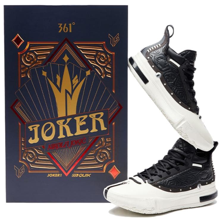 Кроссовки для баскетбола 361° Joker 1 Амортизация Противоскользящие Устойчивые к истиранию Высокие Баскетбольные кроссовки Мужские Черно-белые - изображение 2