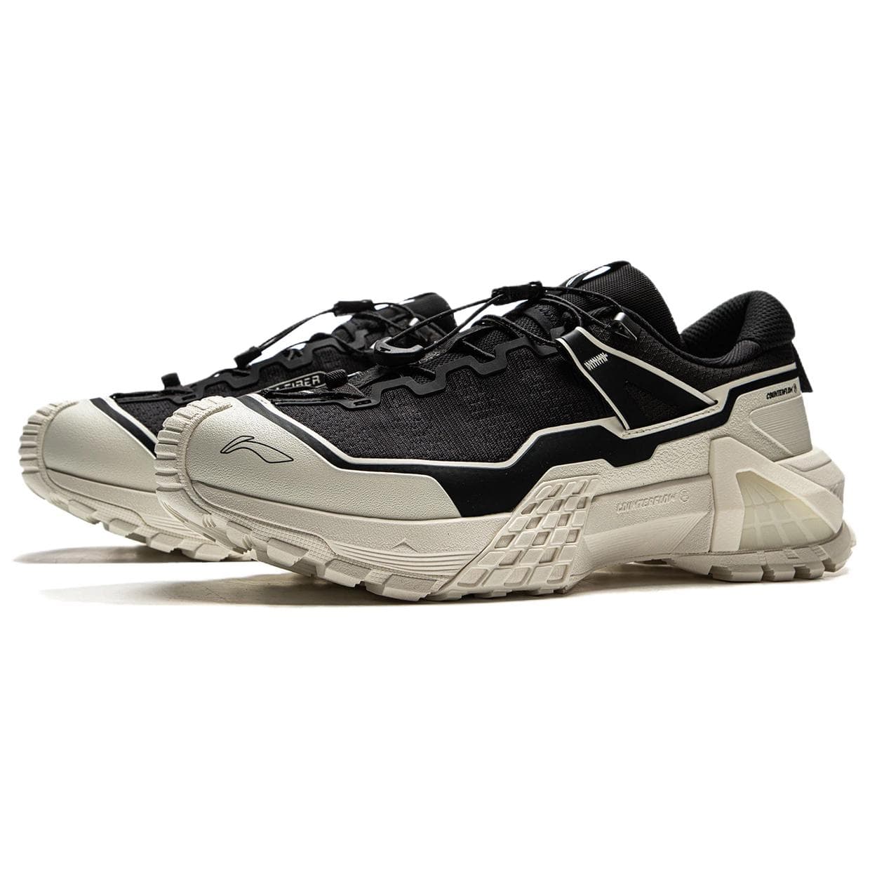 Кроссовки Li NING Outdoor Counterflow Xingchuan Pro Дышащий Low Топ Походная обувь Унисекс Черный белый - изображение 3