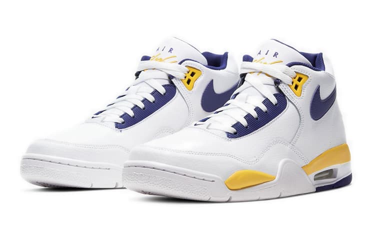 Ретро баскетбольные кроссовки Nike Flight Legacy White Blue Yellow - изображение 3