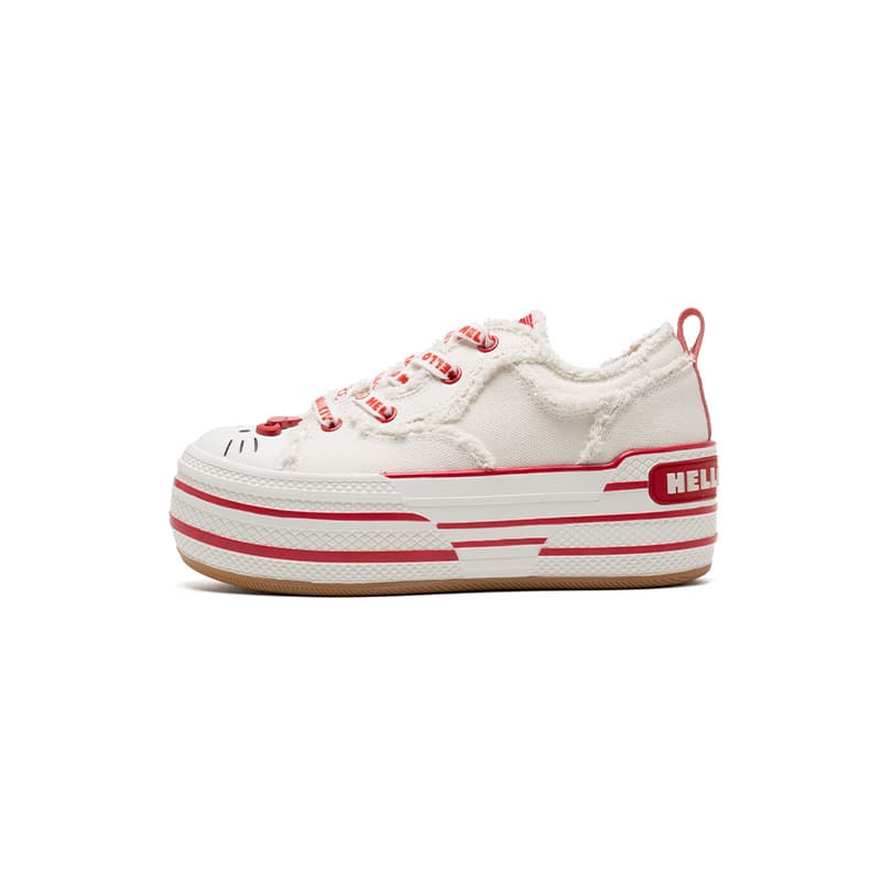 Кеды Hello Kitty x OLD ORDER Canvas High Удобные Низкие Кеды с Платформой Женские Katy Белый Красный - изображение 1