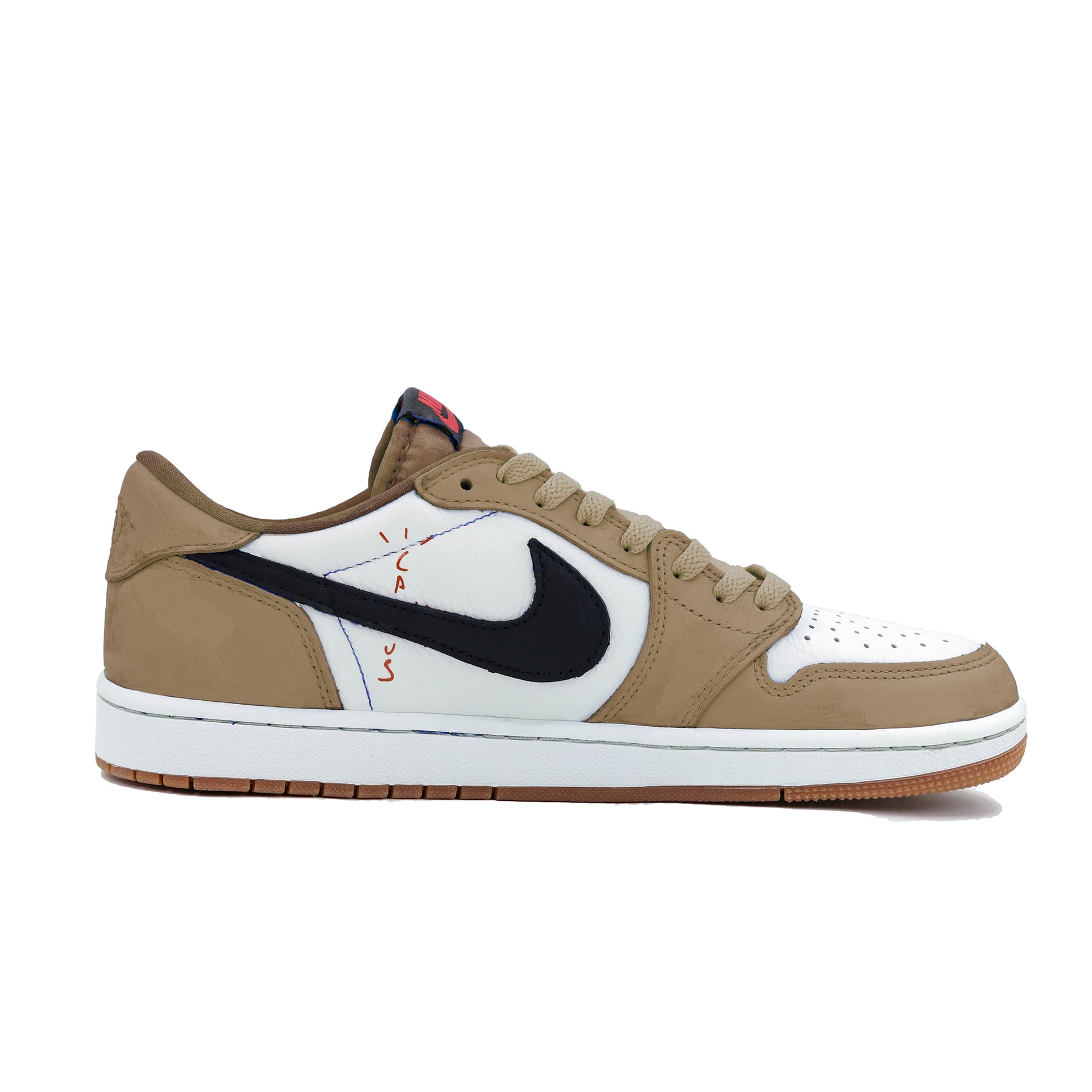 Ретро баскетбольные кроссовки Travis Scott x Air Jordan 1 Low OG "Brown" — фото 2
