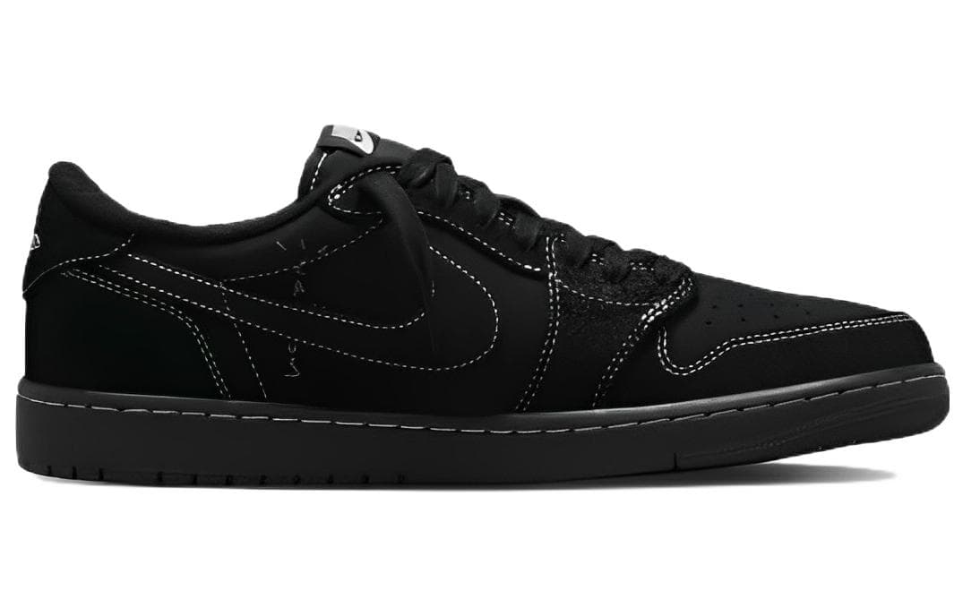 Ретро баскетбольные кроссовки Travis Scott x Air Jordan 1 Low OG "Black/Phantom" - изображение 2