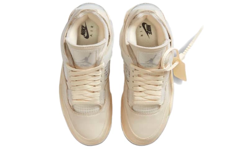 Ретро баскетбольные кроссовки OFF-WHITE x Air Jordan 4 "Sail" - изображение 4