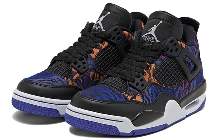 Ретро баскетбольные кроссовки Jordan Air Jordan 4 Retro "A Tiger-Striped" GS Blue - изображение 3