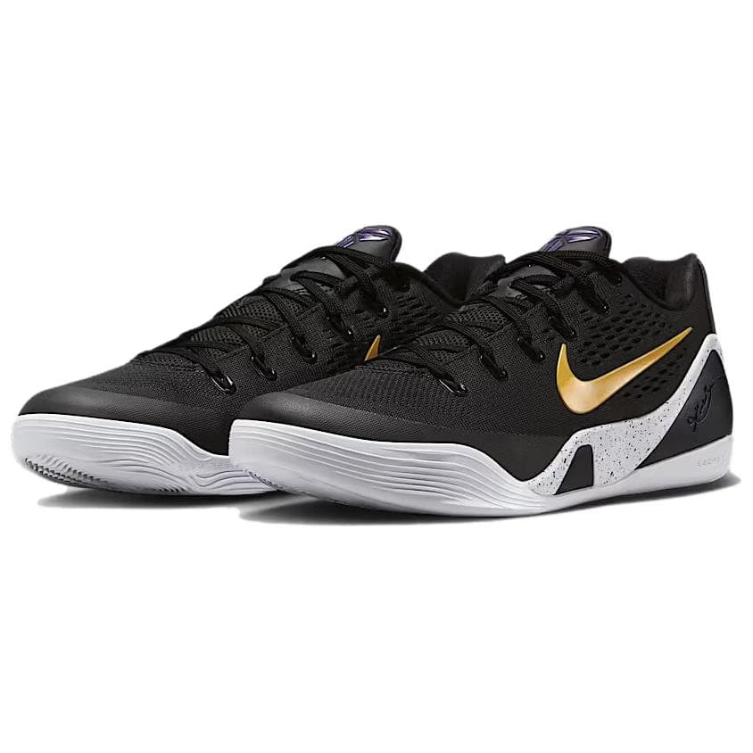 Кроссовки для баскетбола Nike Kobe 9 Low Баскетбольные кроссовки Унисекс Черный Золото - изображение 3