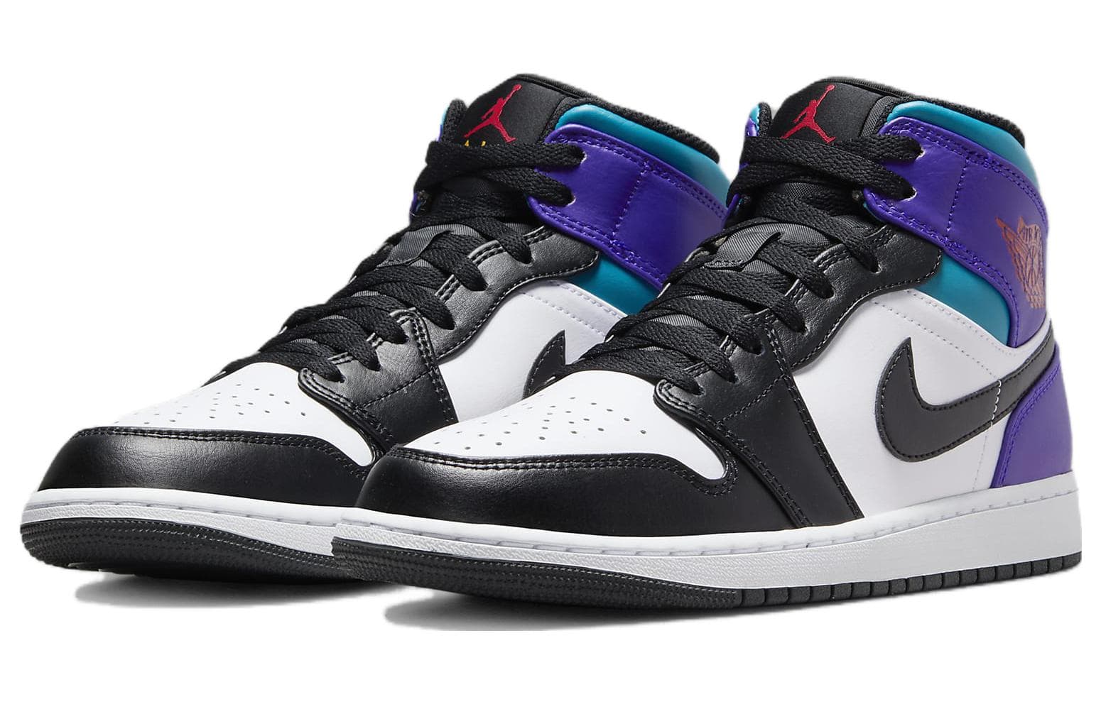 Ретро баскетбольные кроссовки Jordan Air Jordan 1 Mid Black White Purple - изображение 3