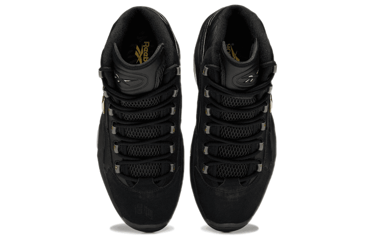 Ретро баскетбольные кроссовки Reebok Question Mid Black Gold - изображение 4