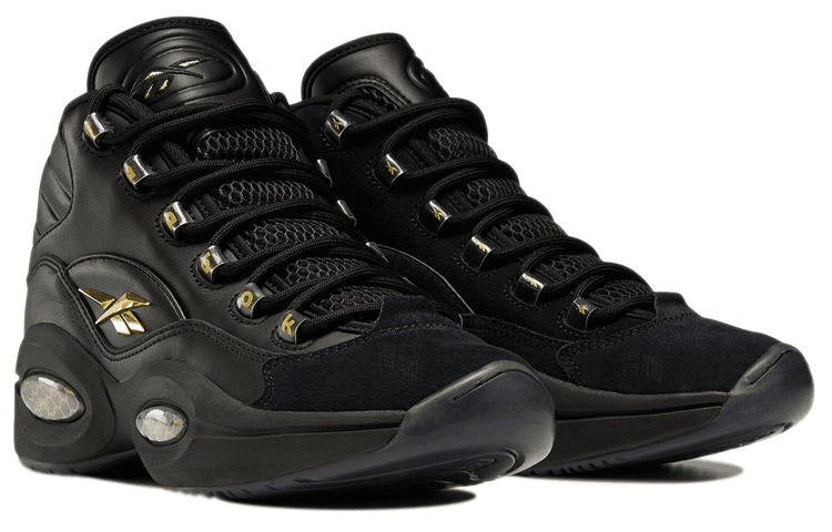 Ретро баскетбольные кроссовки Reebok Question Mid Black Gold - изображение 3