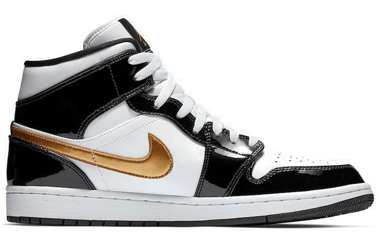 Ретро баскетбольные кроссовки Jordan Air Jordan 1 Mid Black Gold 2019 - изображение 2