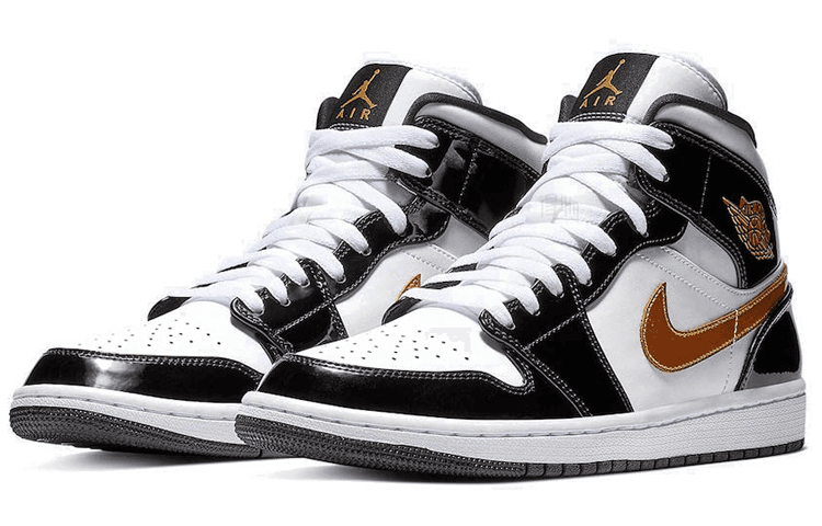 Ретро баскетбольные кроссовки Jordan Air Jordan 1 Mid Black Gold 2019 - изображение 3