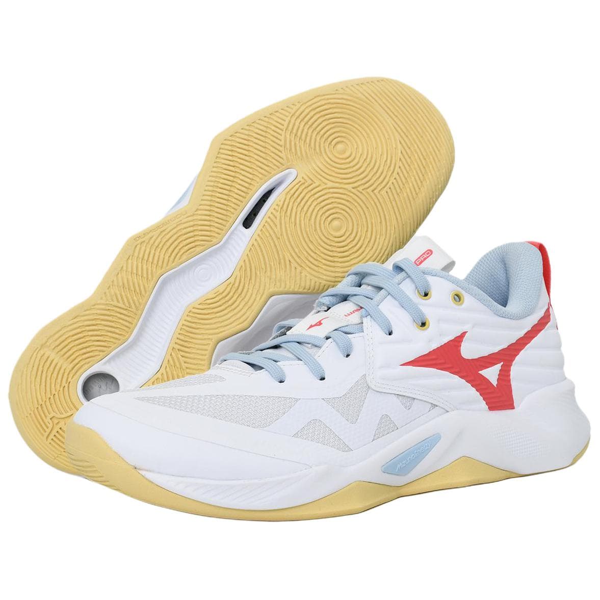 Кроссовки для спортзала Mizuno противоскользящие устойчивые к истиранию низкие кроссовки для тренировок женские белые красные - изображение 3