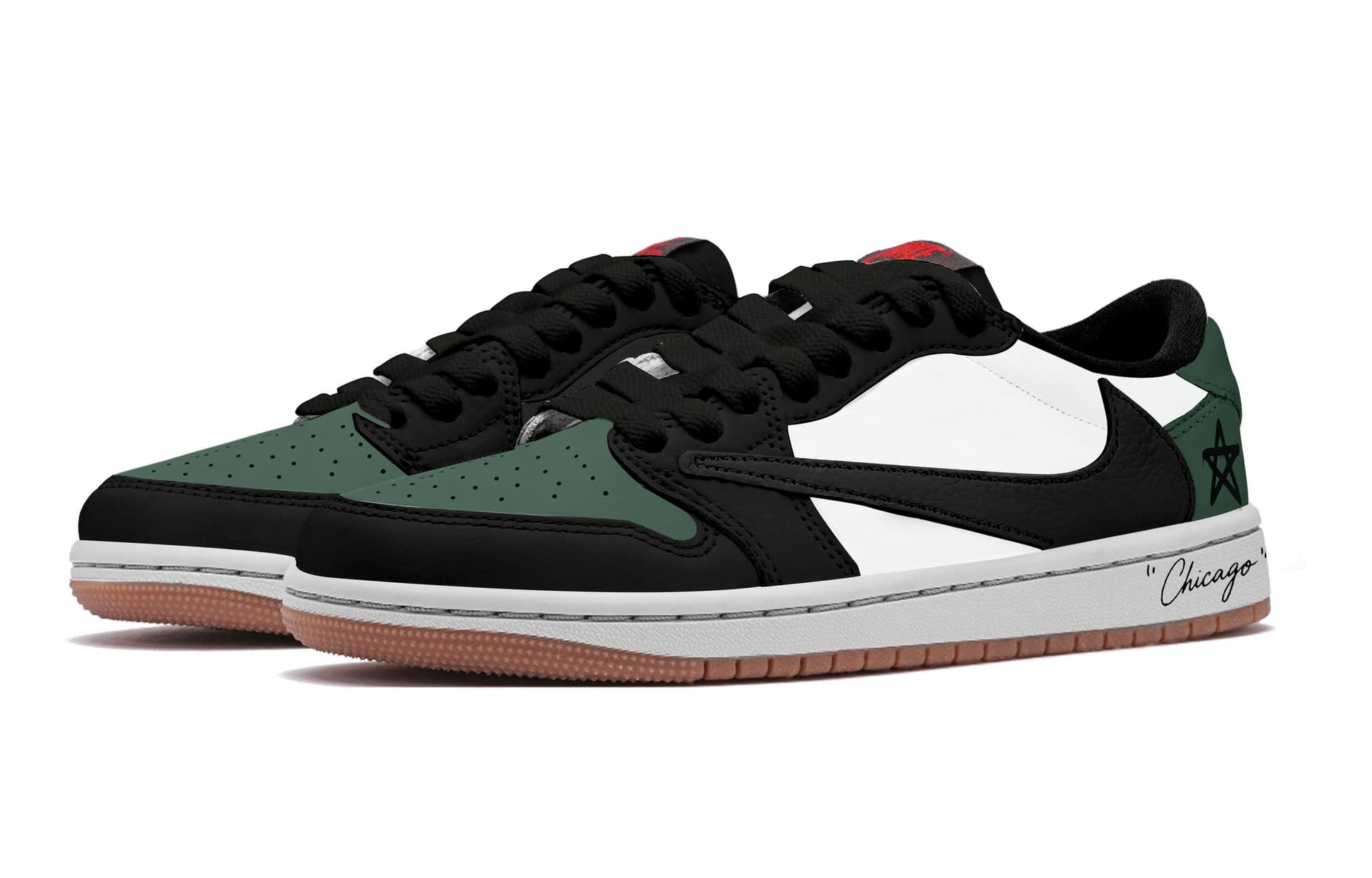 Ретро баскетбольные кроссовки Travis Scott x Jordan Air Jordan 1 Low Green - изображение 3