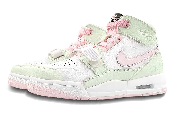 Ретро баскетбольные кроссовки Jordan Legacy 312 High White Green Pink - изображение 3