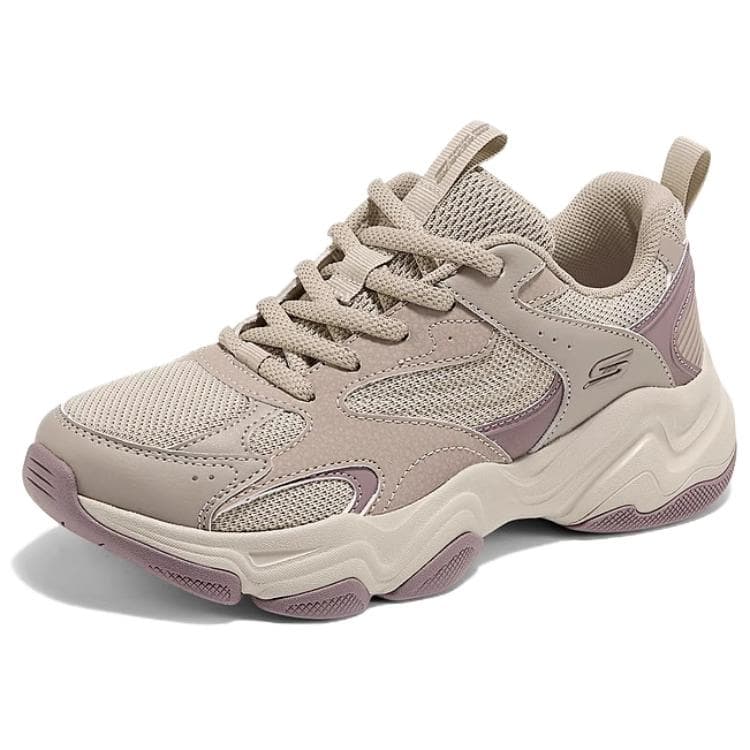 Кроссовки Skechers DLITES Амортизация Дышащий Легкий визуально увеличивает рост Low Топ Массивные кроссовки Женские Светлый тауп - изображение 3