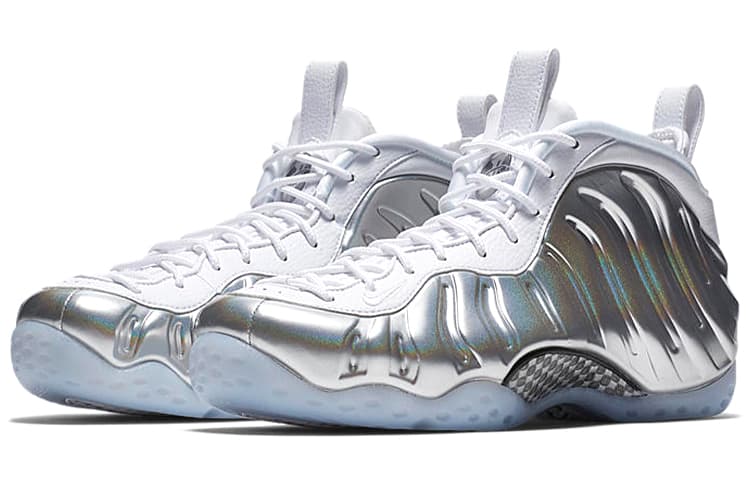 Ретро баскетбольные кроссовки Nike Foamposite One Chrome White - изображение 3