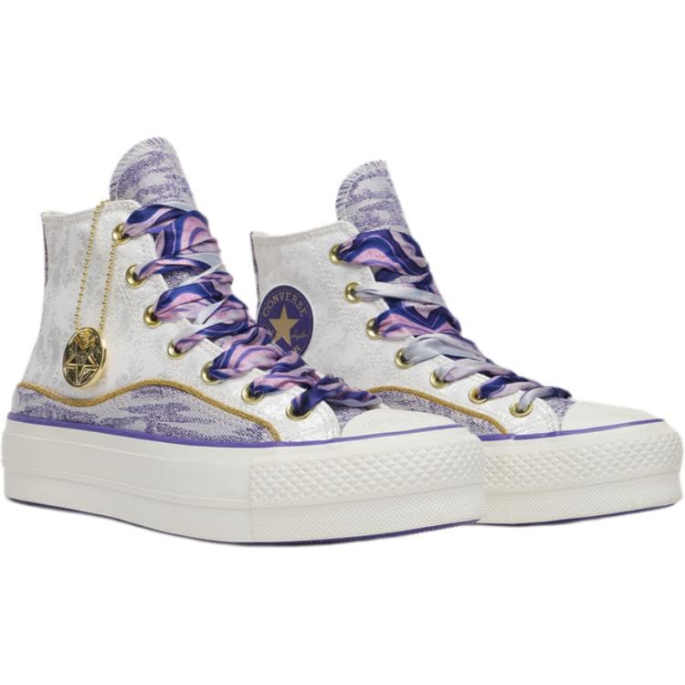 Кеды Converse All Star Lift Модный Износостойкий Хай-топы Кеды Женский Белый фиолетовый - изображение 3