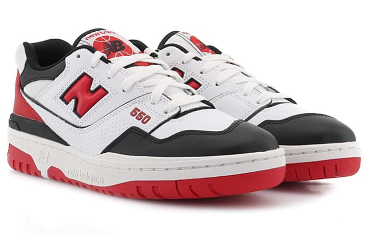 Ретро баскетбольные кроссовки New Balance 550 White Black Red - изображение 3