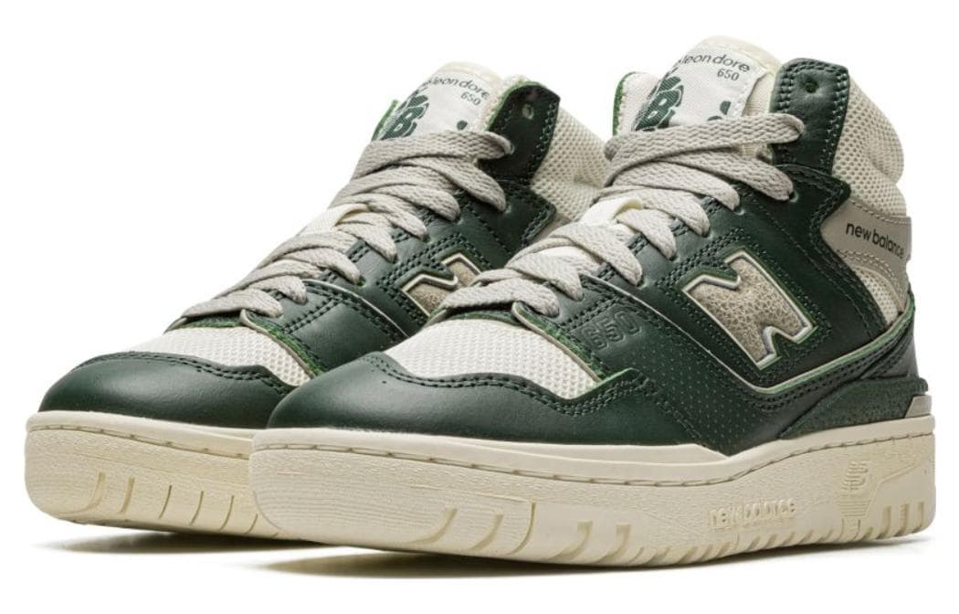 Ретро баскетбольные кроссовки AIME LEON DORE x New Balance 650 White Green - изображение 3