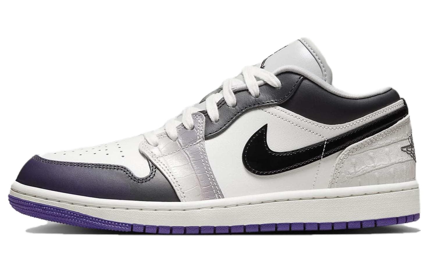 Ретро баскетбольные кроссовки Jordan Air Jordan 1 Low SE Low Top Винтажные Баскетбольные Кроссовки Женские Белый Черный Фиолетовый - изображение 1