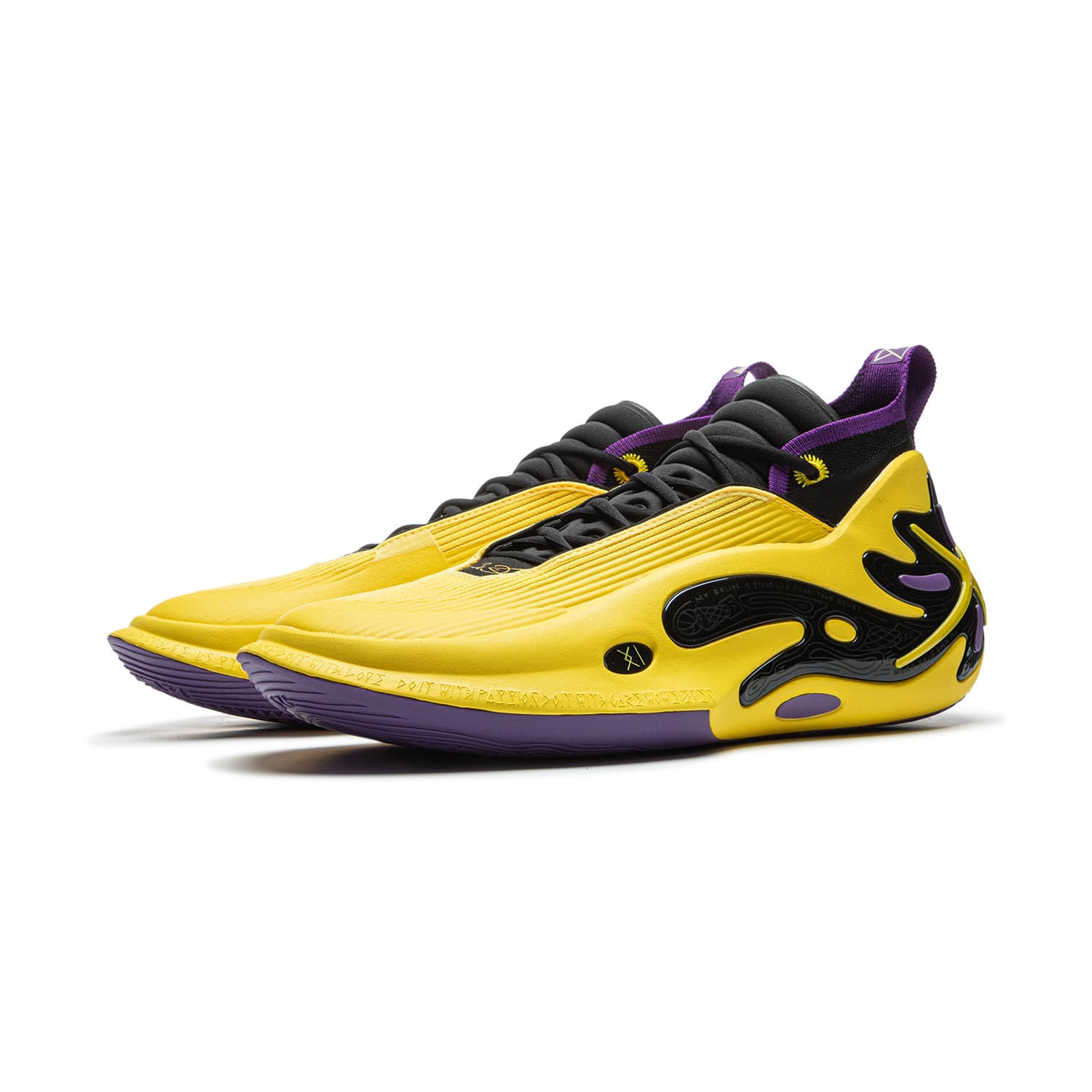 Кроссовки для баскетбола Li-Ning WOW11 Way Of Wade 11 Пурпурный Золотой С Углеродным Ядром, Стабильная Поддержка, Мид-топ, Баскетбольные Кроссовки, Мужской, Желтый/фиолетовый - изображение 3