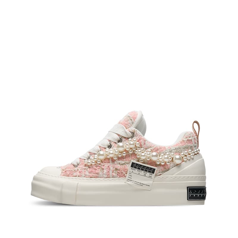 Кеды XVESSEL Pearl Nougat Tweed Sweet Chanel Style Comfortable Cloud Universal Low-Top Sneakers Unisex Pink-White - изображение 1