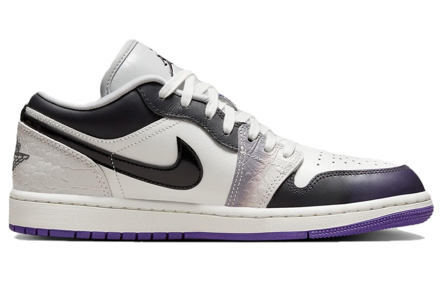 Ретро баскетбольные кроссовки Jordan Air Jordan 1 Low SE Low Top Винтажные Баскетбольные Кроссовки Женские Белый Черный Фиолетовый - изображение 2