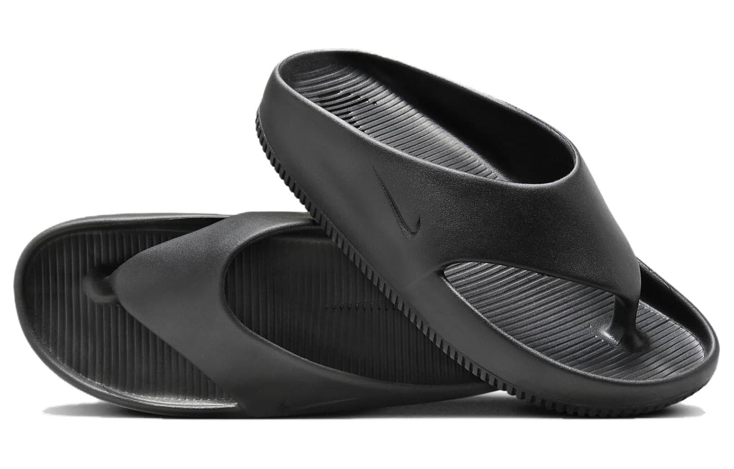Шлёпанцы Nike Calm Flip Flop Мягкая резиновая подошва устойчивая к истиранию противоскользящие шлепанцы унисекс черный - изображение 4