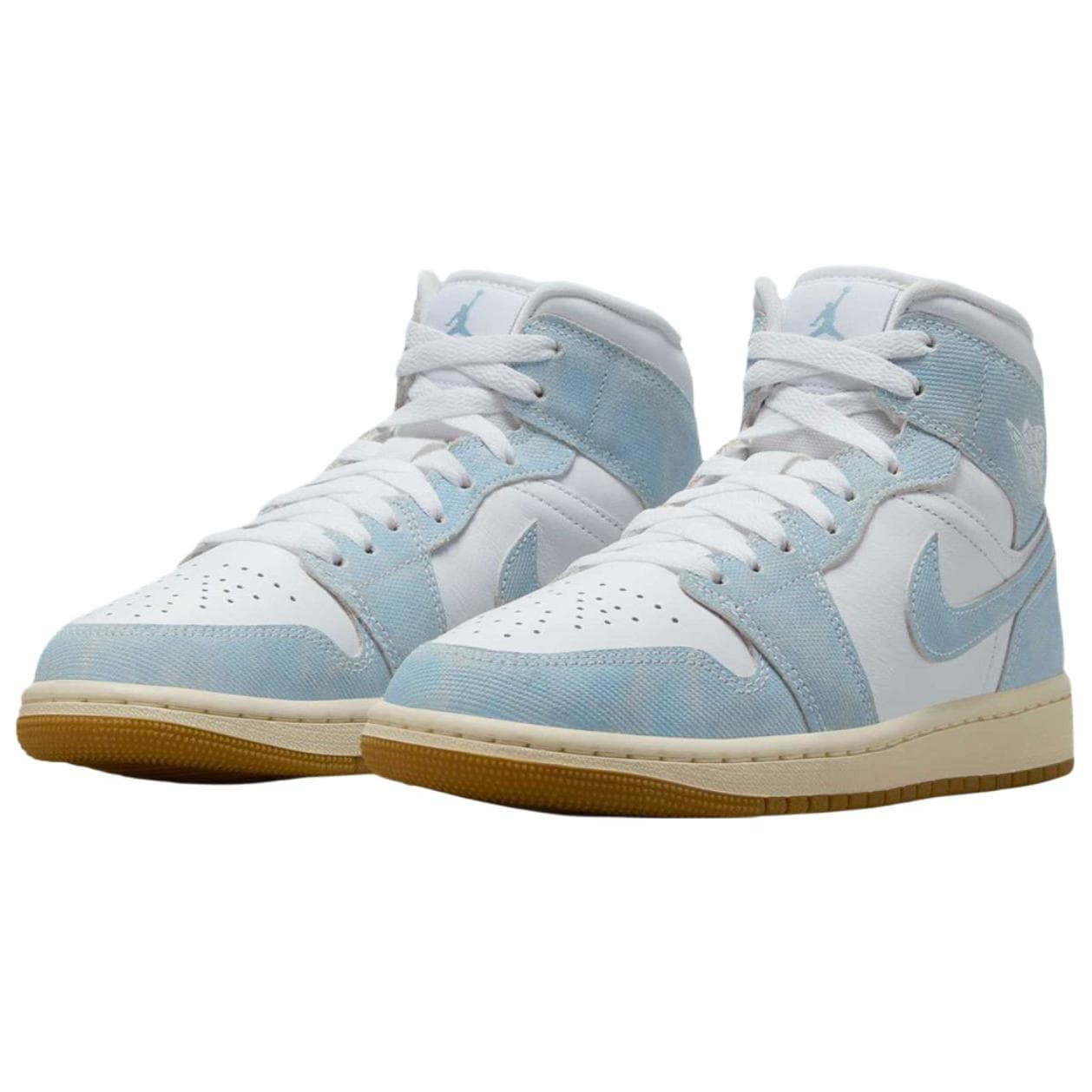 Ретро баскетбольные кроссовки Jordan Air Jordan 1 Противоскользящие Устойчивые к износу MID Топ Винтажные Баскетбольные Кроссовки Женские Белые Синие - изображение 3