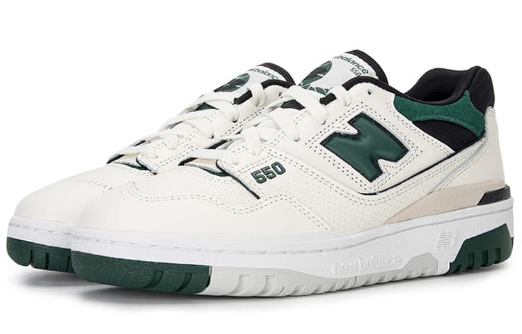 Ретро баскетбольные кроссовки New Balance 550 White Green Black - изображение 3