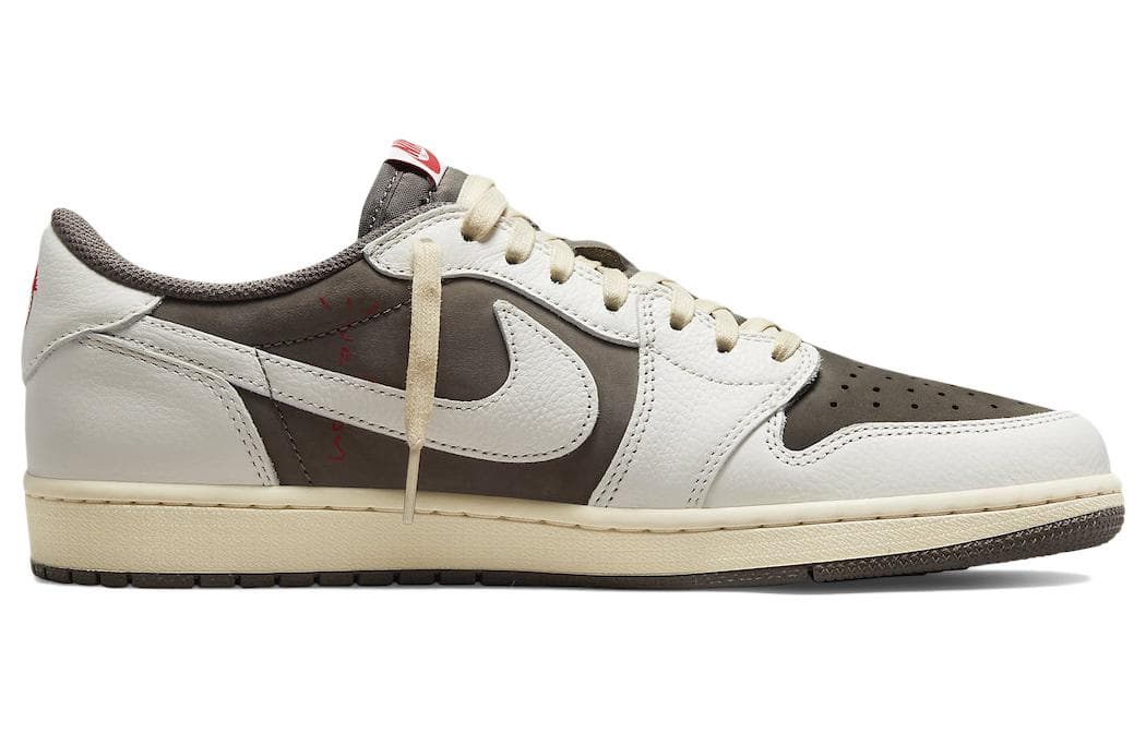 Ретро баскетбольные кроссовки Travis Scott x Air Jordan 1 Low OG "Sail and Ridgerock" - изображение 2