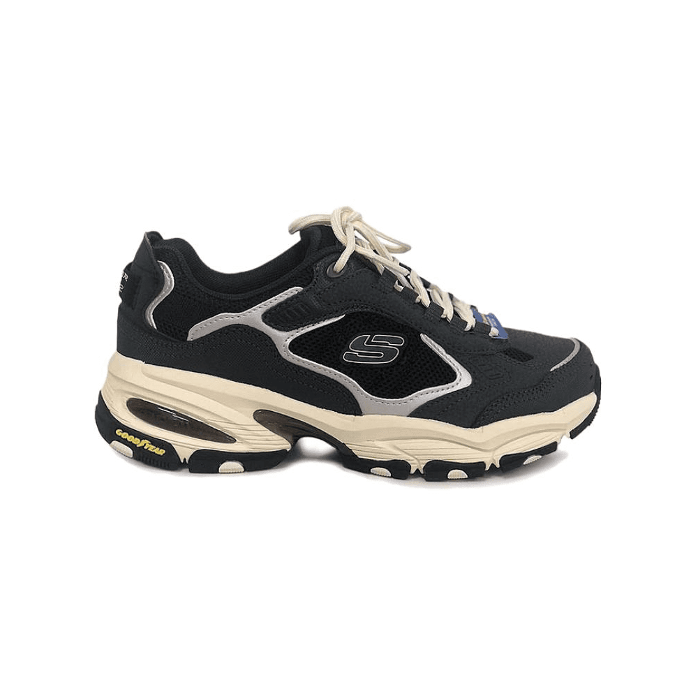 Кроссовки Skechers Air cooled Память Устойчивый к истиранию Дышащая Походная обувь Женская Черный Бежевый Серебряный - изображение 2