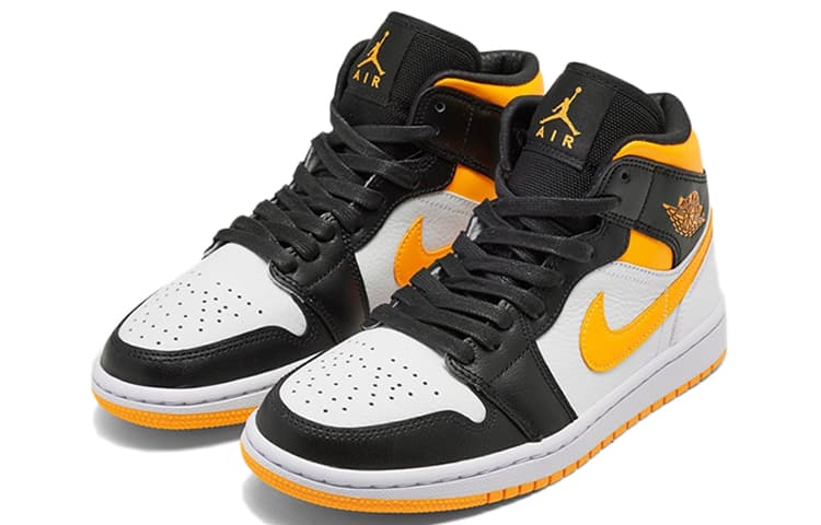 Ретро баскетбольные кроссовки Jordan Air Jordan 1 Mid SE Black Yellow - изображение 2