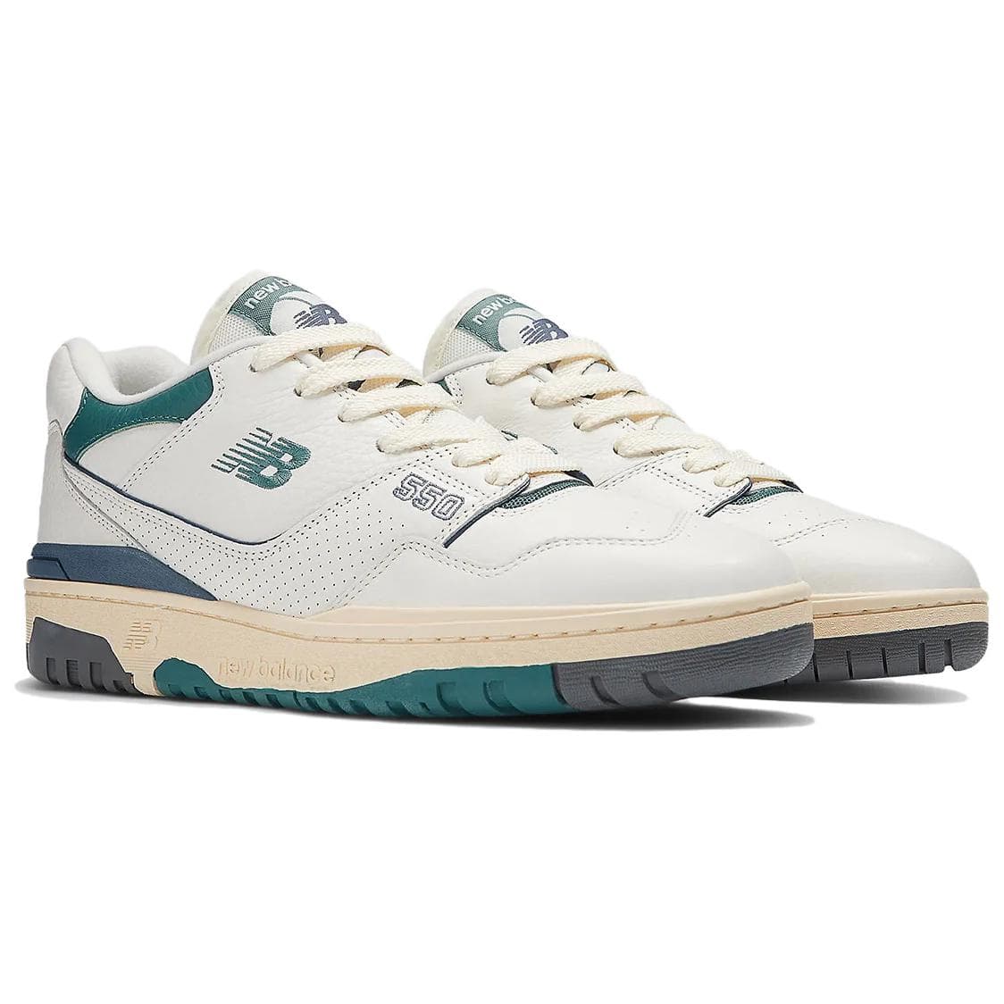 Ретро баскетбольные кроссовки New Balance NB 550 Мягкий и Комфортный Низкий Топ Винтажные Баскетбольные Кроссовки Унисекс Белый Зеленый - изображение 3