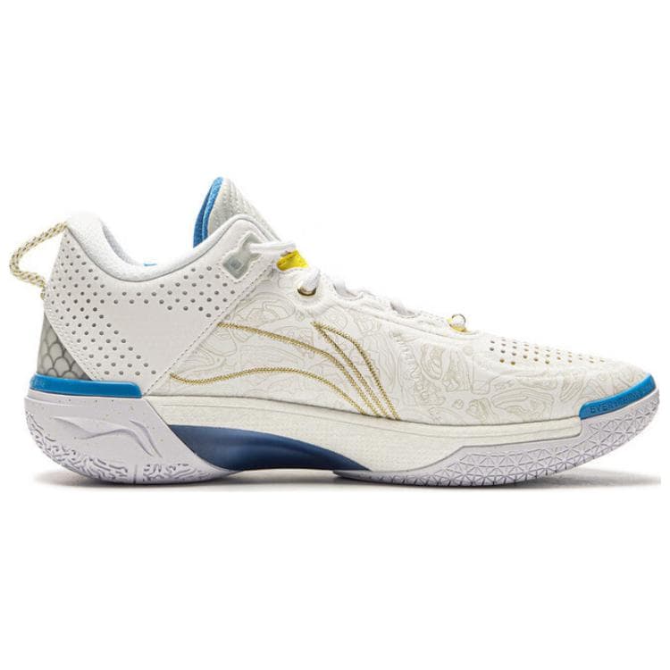 Кроссовки для баскетбола Li-Ning Wade Phantom 6 с технологией Bounse по всей стопе, сильным сцеплением, легкостью, стабильностью, поддержкой и устойчивостью к скручиванию, низкие баскетбольные кроссовки, мужские, бело-синие - изображение 2