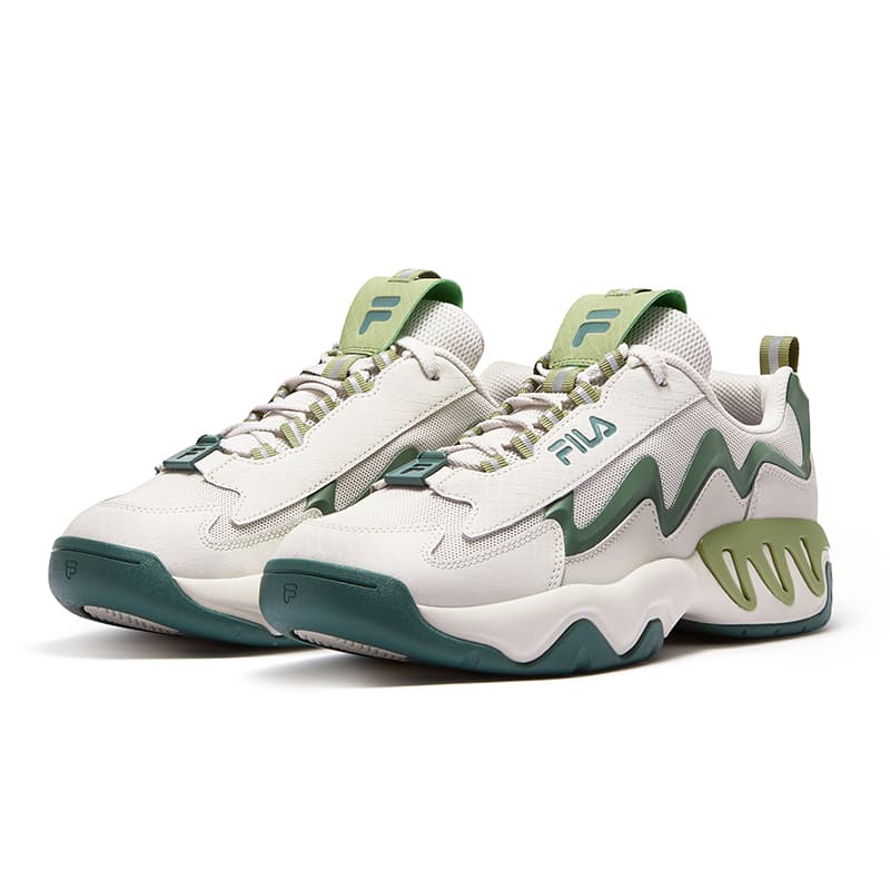 Кроссовки для баскетбола FILA FUSION SHOCK Electric Glow Shoes Баскетбольные кроссовки Мужской Ярко-серый Серебряный Сосновый зеленый - изображение 2