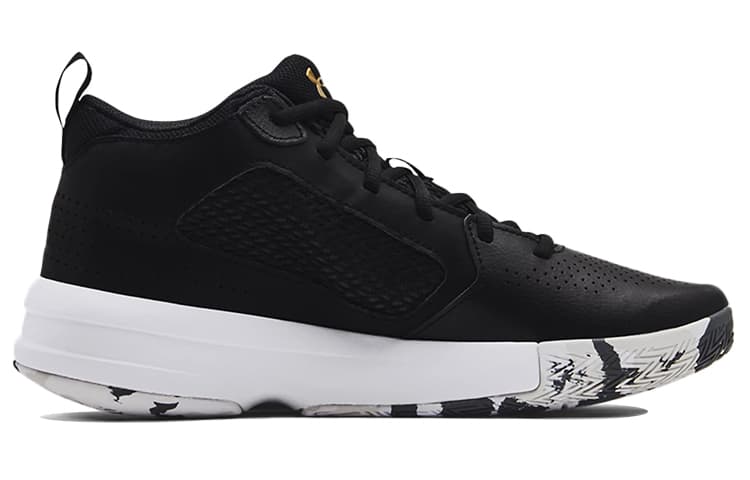 Ретро баскетбольные кроссовки Under Armour Lockdown 5 Black White Gold - изображение 2
