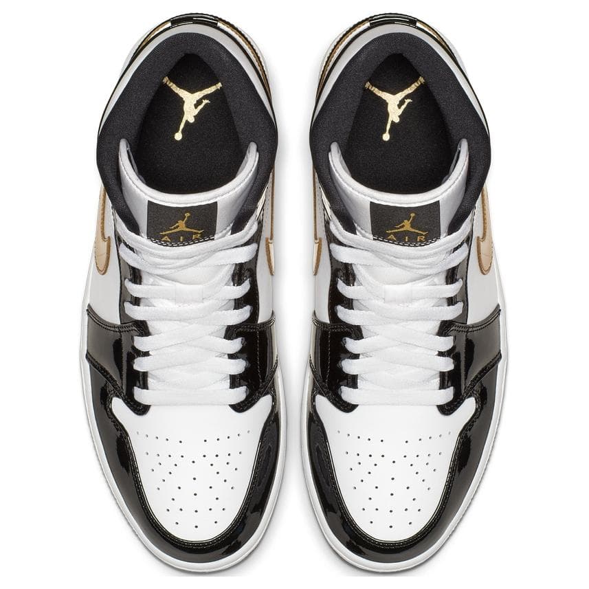 Ретро баскетбольные кроссовки Jordan Air Jordan 1 Mid SE White Black Gold - изображение 4