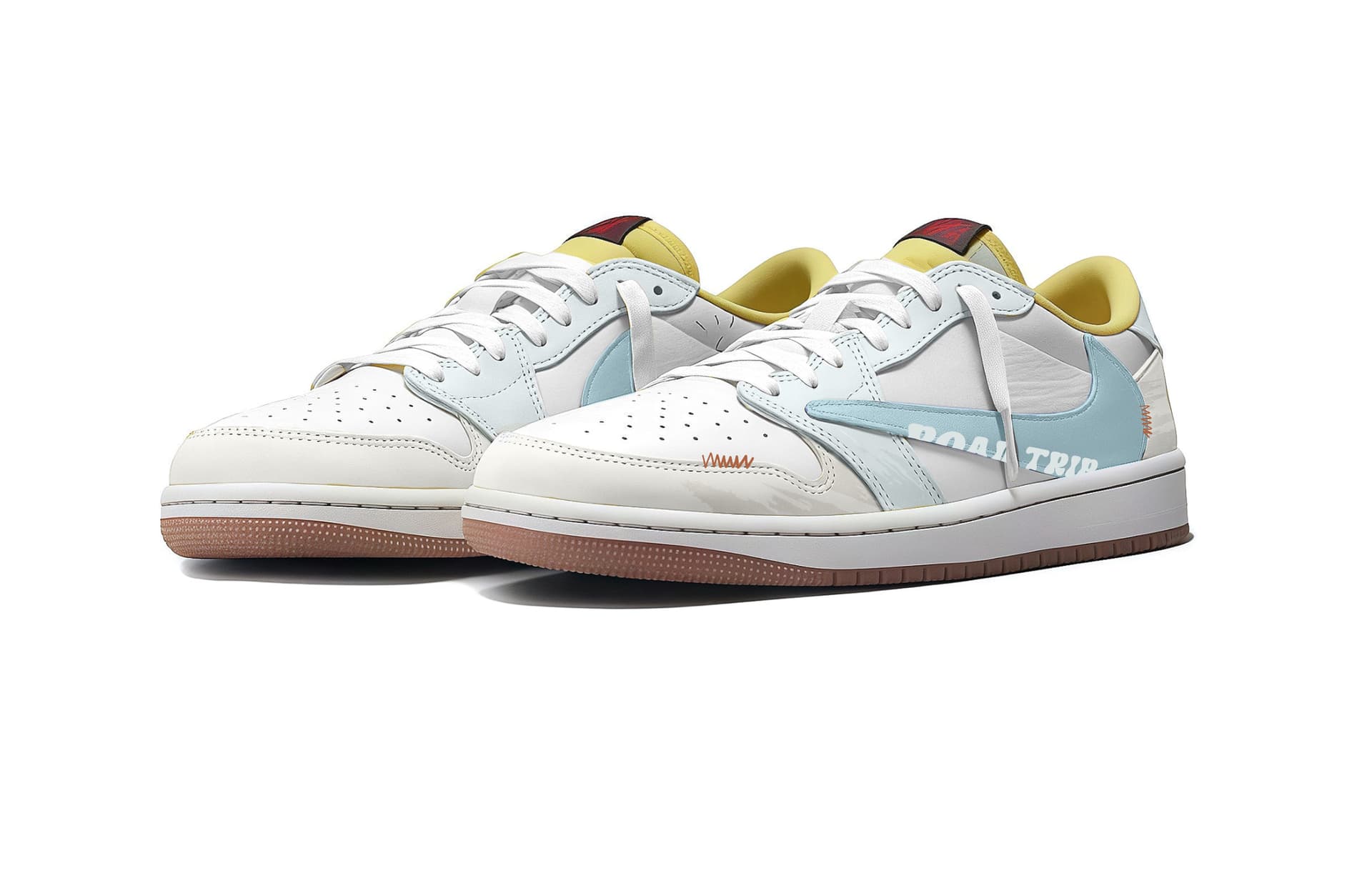 Ретро баскетбольные кроссовки Travis Scott x Air Jordan 1 Low "Grey Blue" - изображение 3