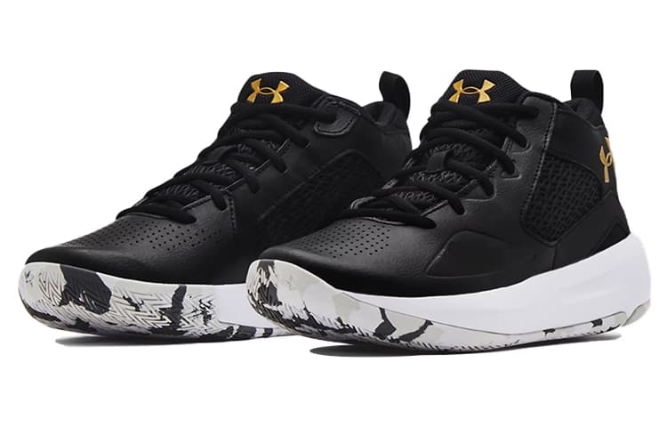 Ретро баскетбольные кроссовки Under Armour Lockdown 5 Black White Gold - изображение 3
