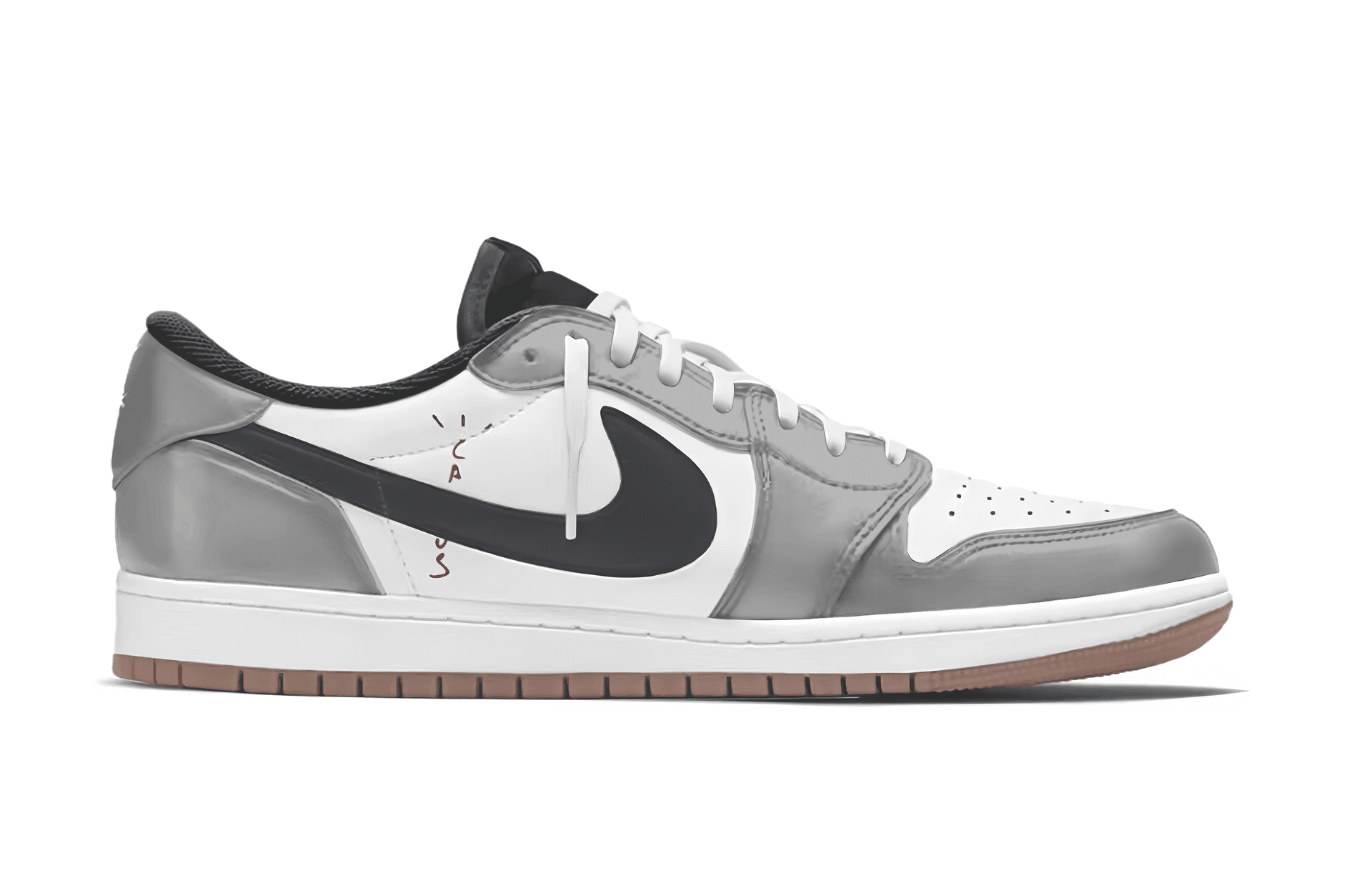 Ретро баскетбольные кроссовки Travis Scott x Air Jordan 1 Low "Cement Grey" - изображение 2